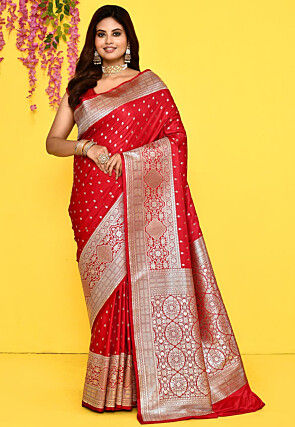 Banarasi Satin Silk Saree in Red