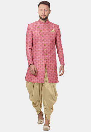  Banarasi Dhoti Sherwani in Light Fuchsia