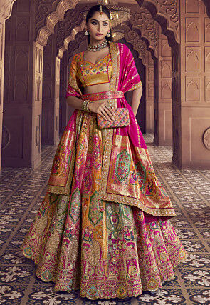 Banarasi Silk Lehenga in Multicolor