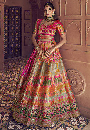 Banarasi Silk Lehenga in Multicolor