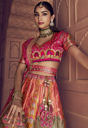 Banarasi Silk Lehenga in Multicolor