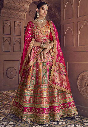 Banarasi Silk Lehenga in Multicolor
