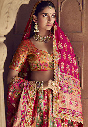 Banarasi Silk Lehenga in Multicolor