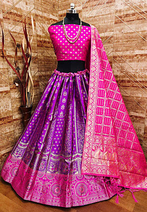 Banarasi Silk Lehenga in Purple