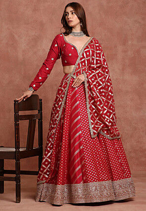 Pure Banarasi Silk Lehenga in Red