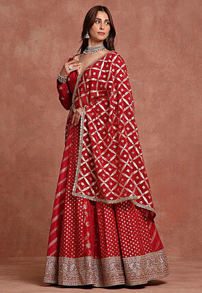 Pure Banarasi Silk Lehenga in Red