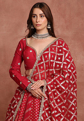 Pure Banarasi Silk Lehenga in Red
