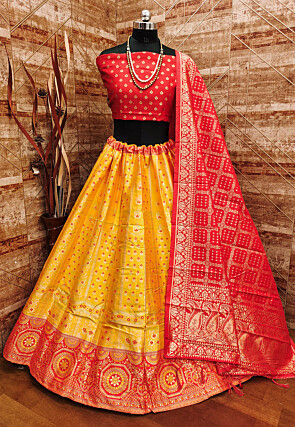 Banarasi Silk Lehenga in Yellow