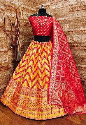Banarasi Silk Lehenga in Yellow