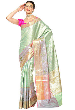 Banarasi Silk Saree in Light Green