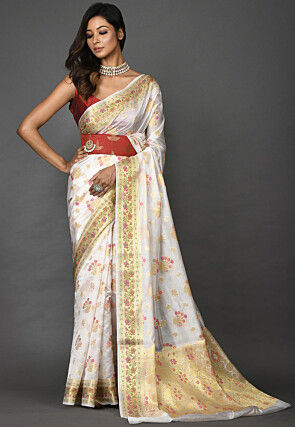 Banarasi Silk Saree in White