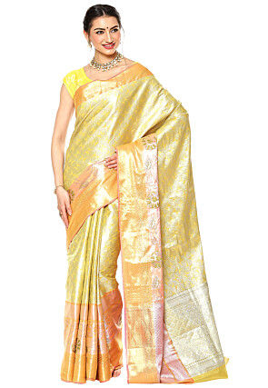 Banarasi Silk Saree in Yellow