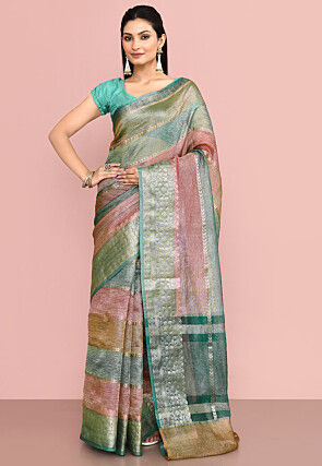 Banarasi Tissue Organza Saree in Multicolor