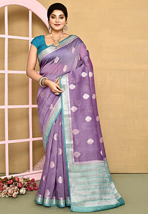Banarasi Tissue Silk Saree in Light Purple