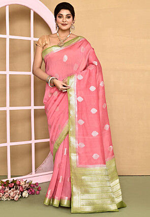 Banarasi Tissue Silk Saree in Pink