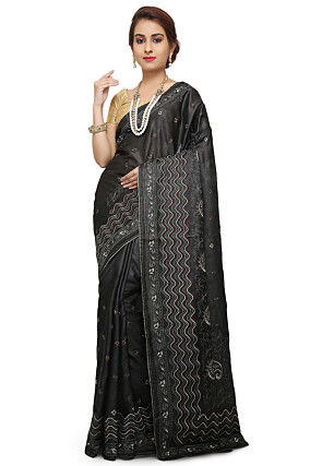 Banarasi Tussar Silk Saree in Black