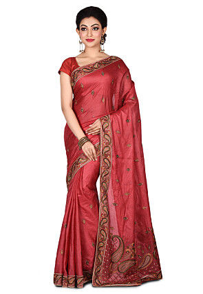 Banarasi Tussar Silk Saree in Dark Old Rose