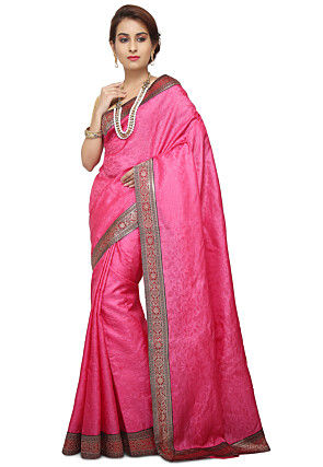 Banarasi Tussar Silk Saree in Pink