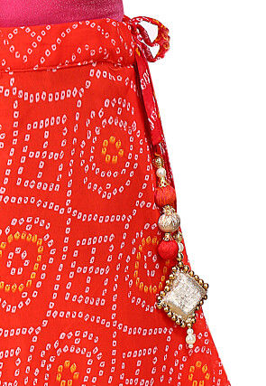 Bandhani Georgette Skirt in Red