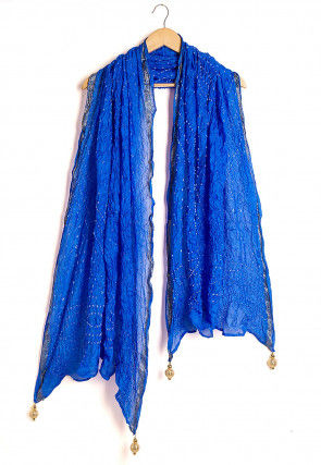 Bandhej Art Silk Dupatta in Blue