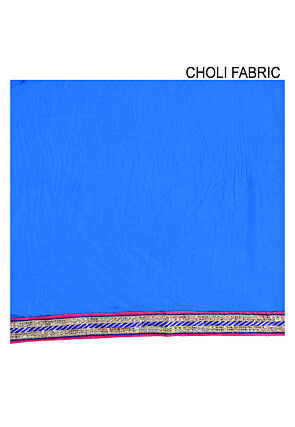 Bandhej Art Silk Lehenga in Blue and Pink