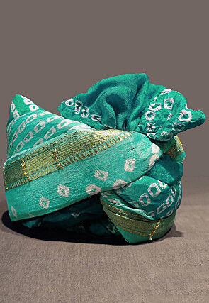 Bandhej Art Silk Turban in Shaded Sea Green
