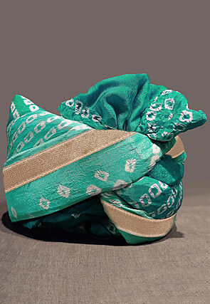 Bandhej Art Silk Turban in Shaded Sea Green