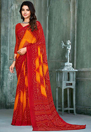 Buy V TEX SAREES Georgette Bandhani Saree For Women With Blouse -Red Online  at Best Prices in India - JioMart.