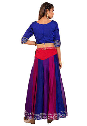 Bandhej Crepe Lehenga in Multicolor
