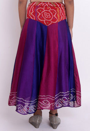 Bandhej Crepe Skirt in Multicolor