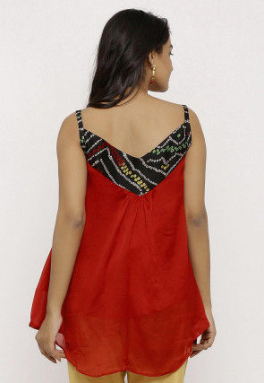 Bandhej Crepe Top in Red