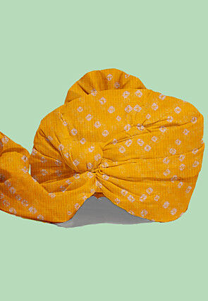 Bandhej Kota Silk Kids Turban in Mustard