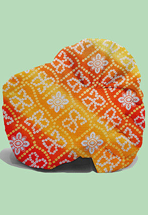 Bandhej Kota Silk Kids Turban in Orange and Yellow