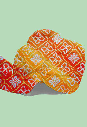 Bandhej Kota Silk Kids Turban in Orange and Yellow