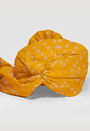 Bandhej Kota Silk Unisex Turban in Mustard