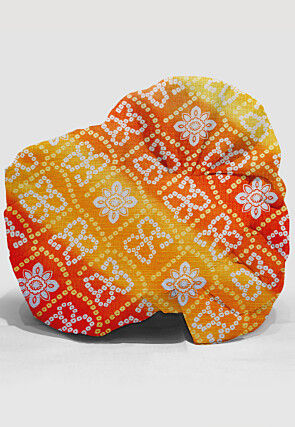 Bandhej Kota Silk Unisex Turban in Orange and Yellow