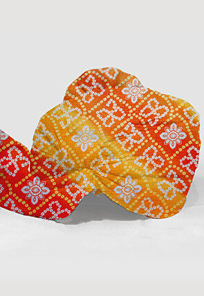 Bandhej Kota Silk Unisex Turban in Orange and Yellow