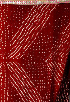 Bandhej Printed Art Silk Dupatta in Maroon
