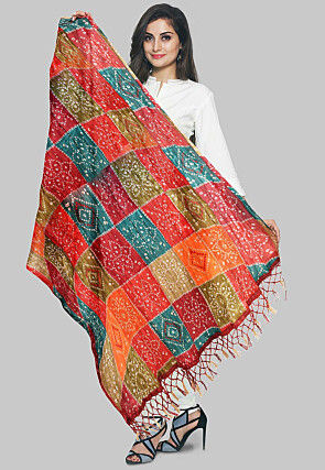 Bandhej Printed Art Silk Dupatta in Multicolor
