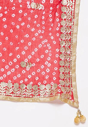 Bandhej Printed Art Silk Dupatta in Red