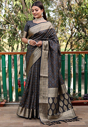 Black Bandhani Saree Buy Latest Indian Sarees for Women Online Utsav Fashion