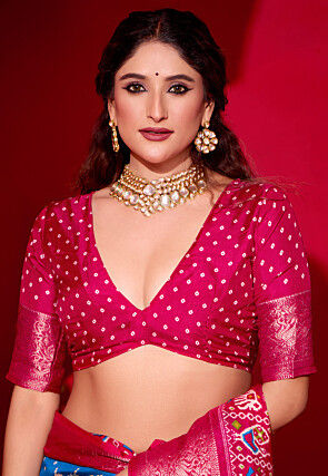 Bandhej Printed Art Silk Saree in Blue