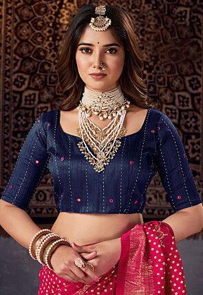 Bandhej Printed Art Silk Saree in Fuchsia