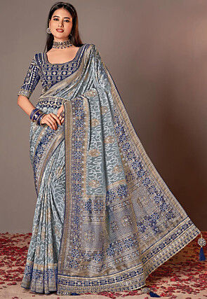 Buy online Grey Bandhani Print Saree With Blouse from ethnic wear for Women  by Svenja for ₹459 at 77% off | 2024 Limeroad.com