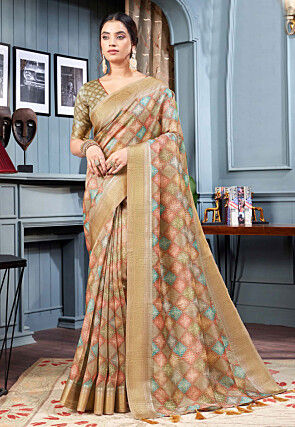 Bandhej Printed Art Silk Saree in Multicolor