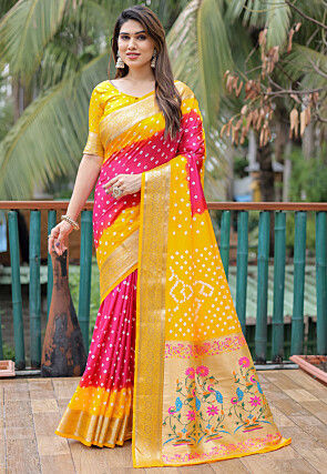 Bandhej saree with price hotsell