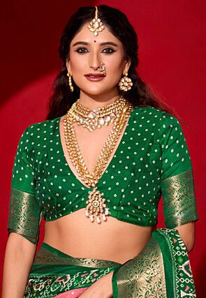 Bandhej Printed Art Silk Saree in Pink