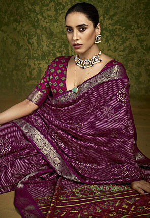 Digital Printed Art Silk Saree in Purple