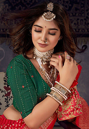 Bandhej Printed Art Silk Saree in Red