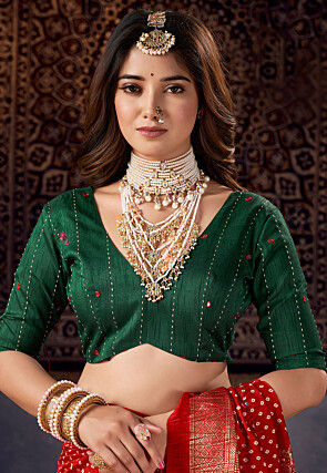 Bandhej Printed Art Silk Saree in Red